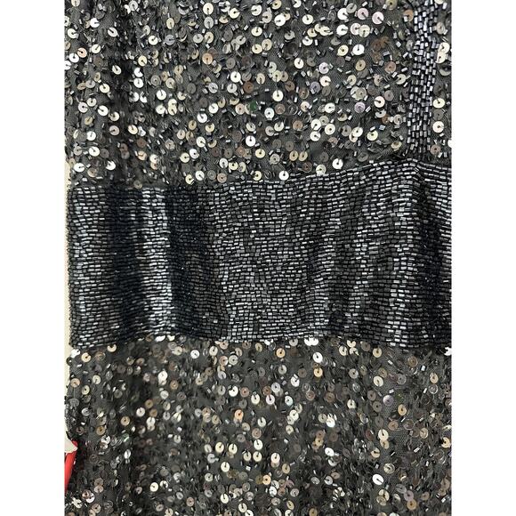 NWT Mac Duggal Gray Sequined Sleeveless V-neck Cocktail Dress Size 14 - Picture 9 of 16